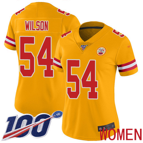 Women Kansas City Chiefs #54 Wilson Damien Limited Gold Inverted Legend 100th Season Nike NFL Jersey